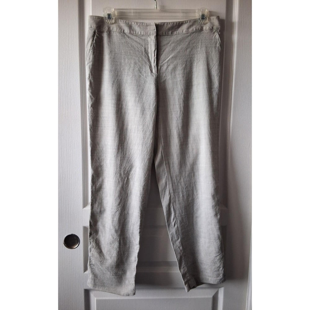 St John Women's Size 12 Gray Emma Straight Leg Cropped Dress Pants - Wool / Silk